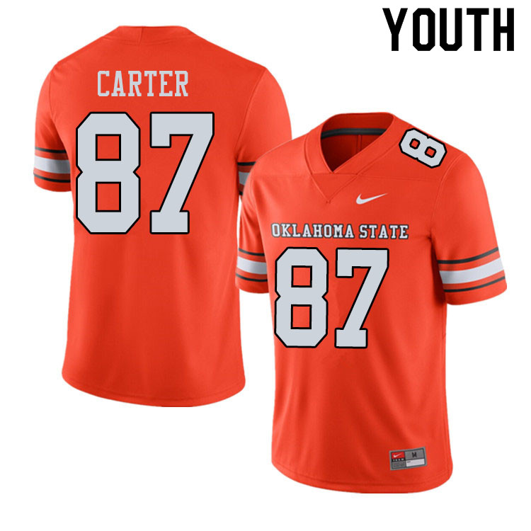 Youth #87 Logan Carter Oklahoma State Cowboys College Football Jerseys Sale-Alternate Orange - Click Image to Close